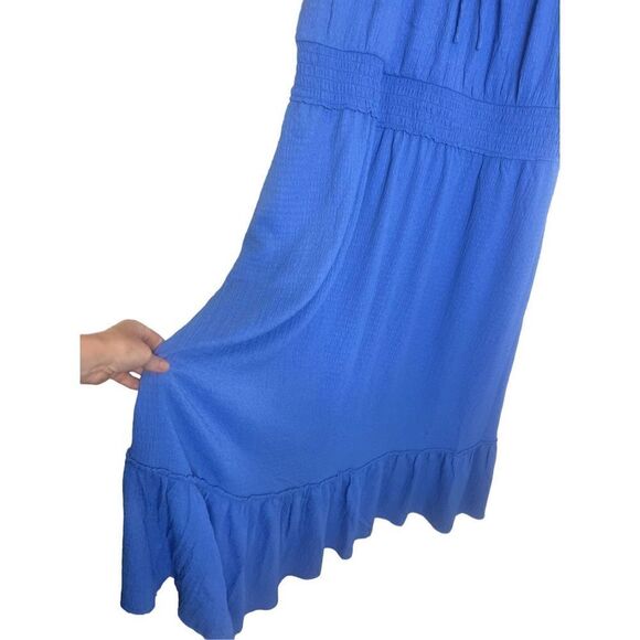 Lane Bryant blue Cap-Sleeve Smocked-Waist Midi Dress sz 22/24 - Picture 4 of 7